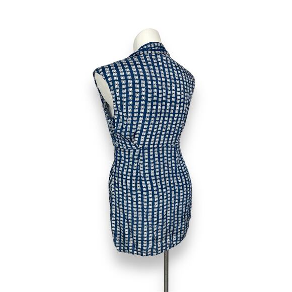 Urban Outfitters Butterfly Print Silver Sun Navy Mini Wrap Dress M - Picture 6 of 7